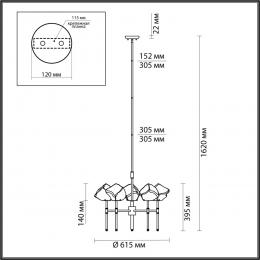 Odeon light 4789/5 LOFT ODL21 433 черный/золотой/прозрачный Люстра G9 5*40W STONO  - 2 купить